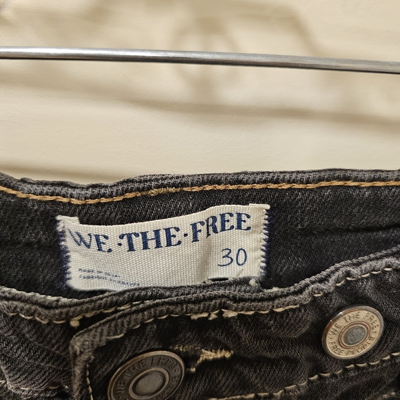 Free People Palmer Cuffed Wide Leg Jeans In Chalkboard Size 30 - Picture 4 of 5